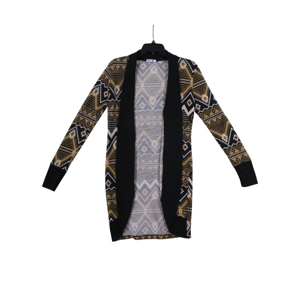Aztec Pattern‎ BLU-Heart Long Sleeve Open Front Cardigan Sweater L